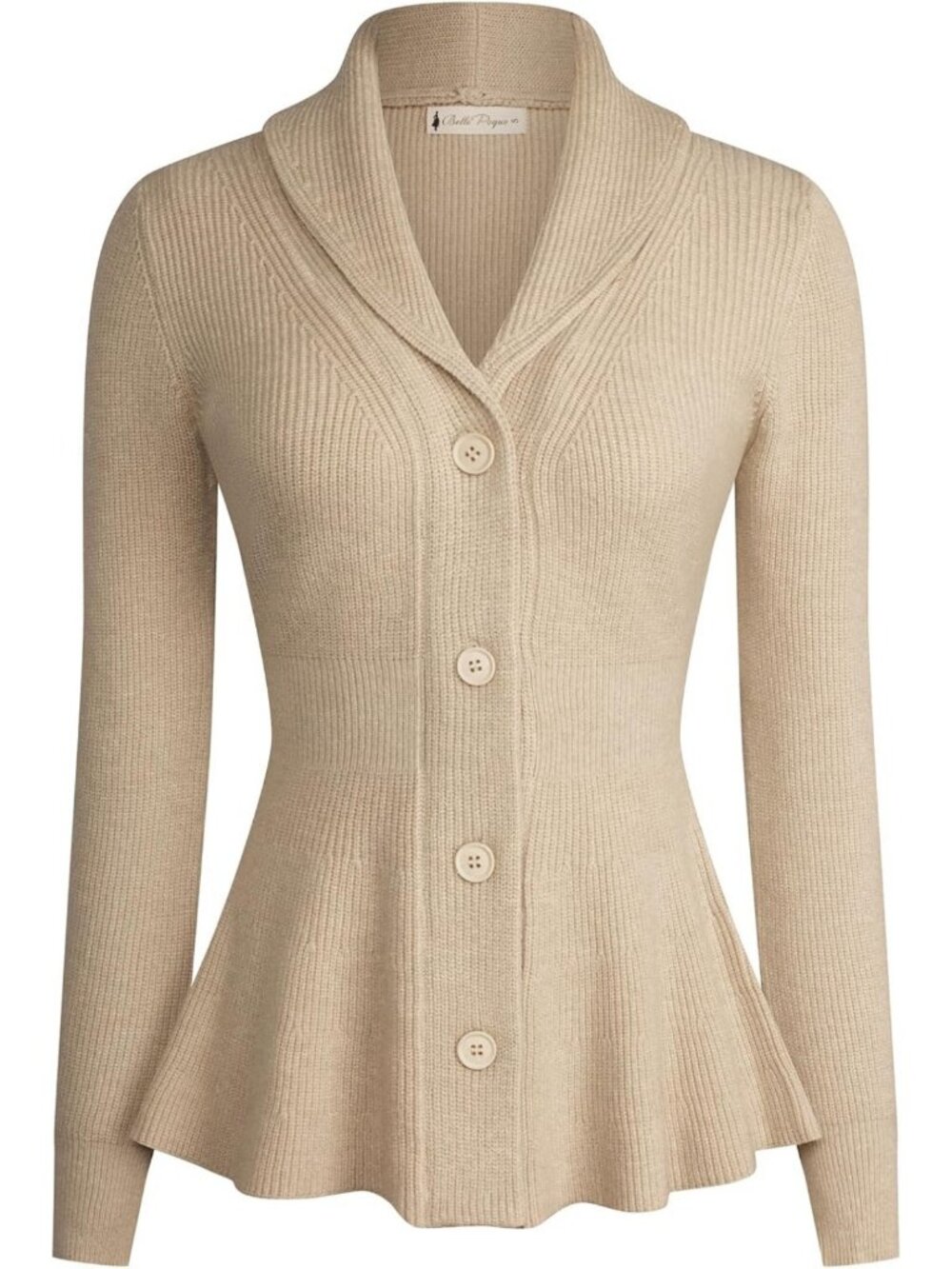 Vintage-Inspired Women's Cardigan Sweater with Shawl Lapel & Button Closure